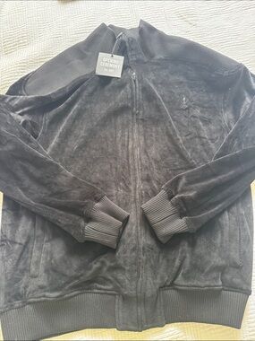 Opening Ceremony Men's Black Velour Zip-Up Track Jacket